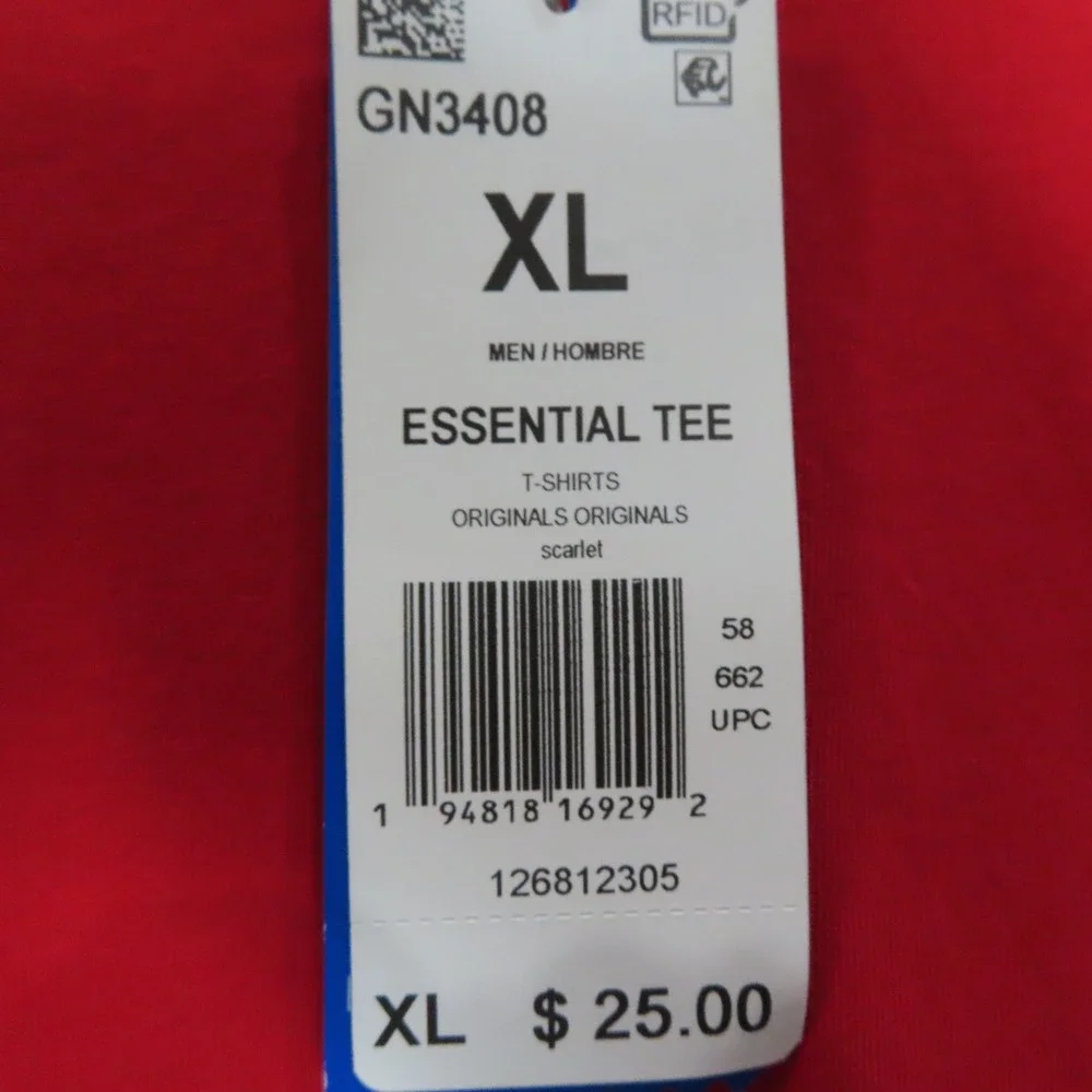 Adidas Originals Essential Tee Men XL Scarlet Red Trefoil Logo NEW - Picture 9 of 13